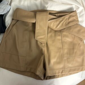 Jonathan simkai beige leather shorts